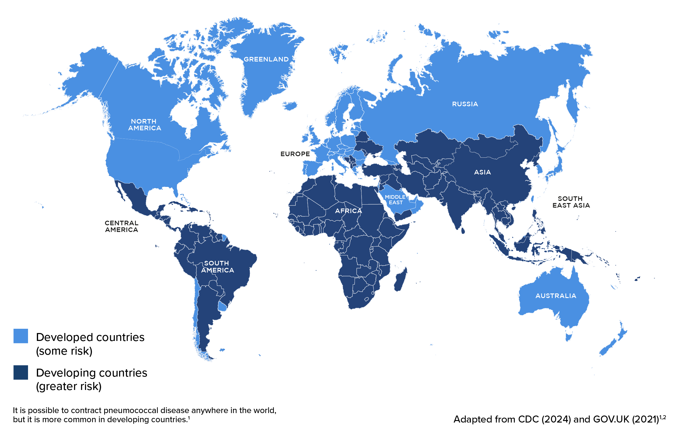 Map of risk areas for Pneumococcal Disease