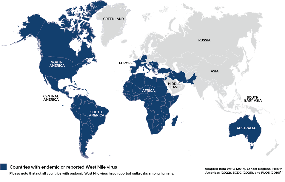 Map of risk areas for West Nile Virus