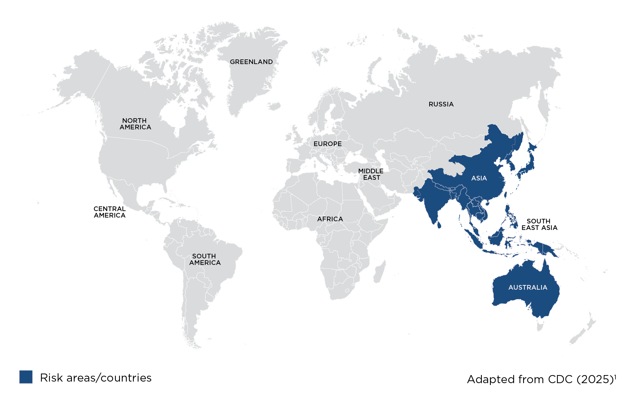 Map of risk areas for Japanese Encephalitis