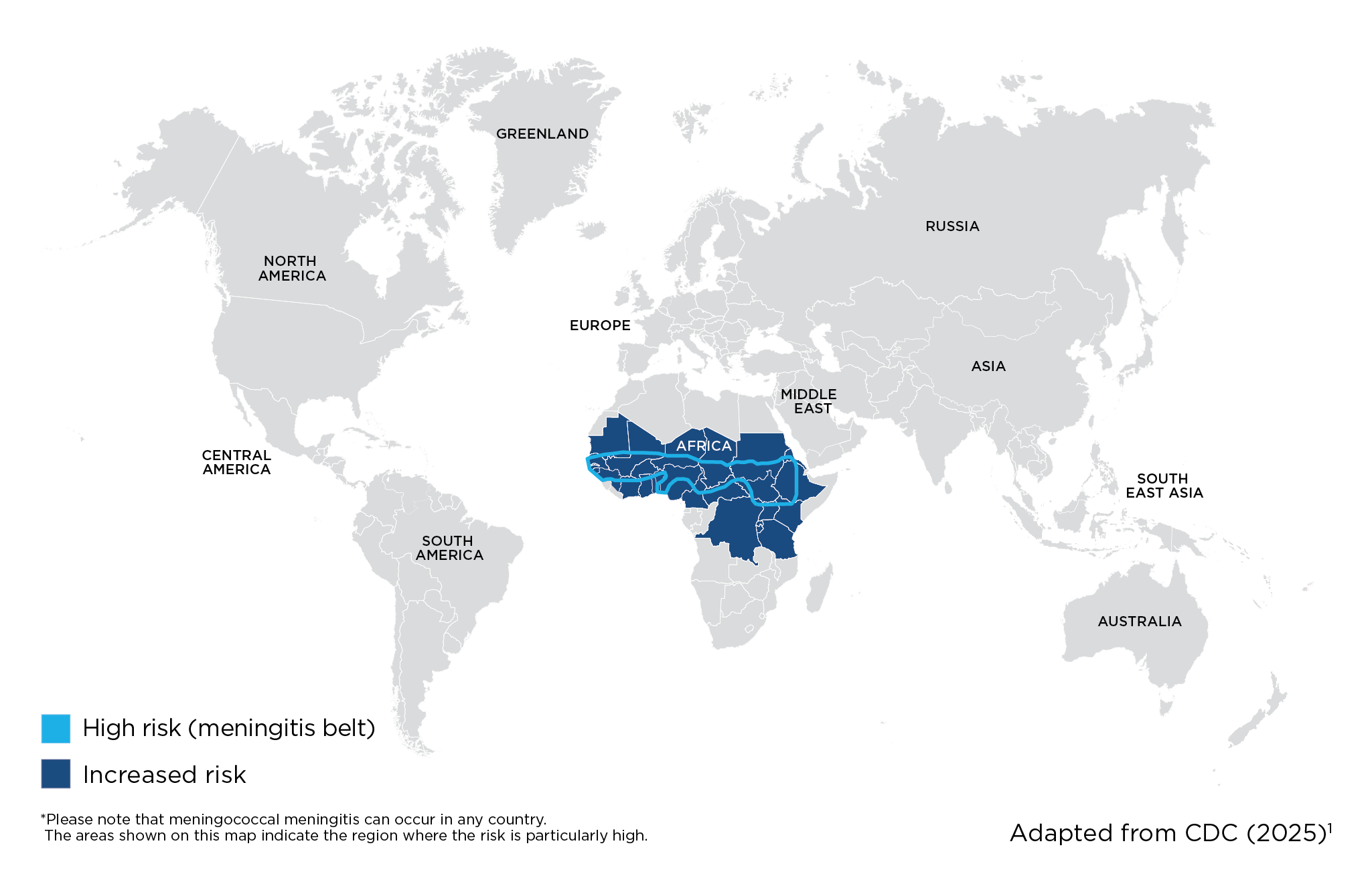 Map of risk areas for Meningococcal Meningitis