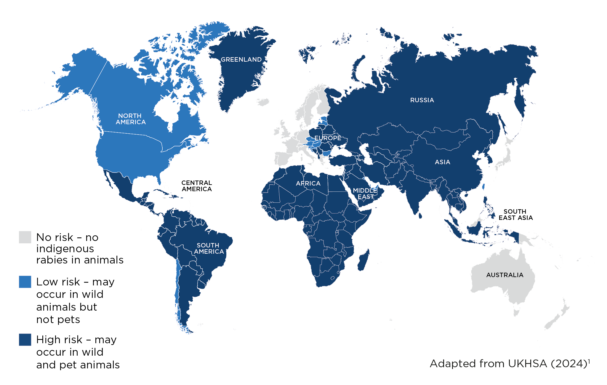 Map of risk areas for Rabies