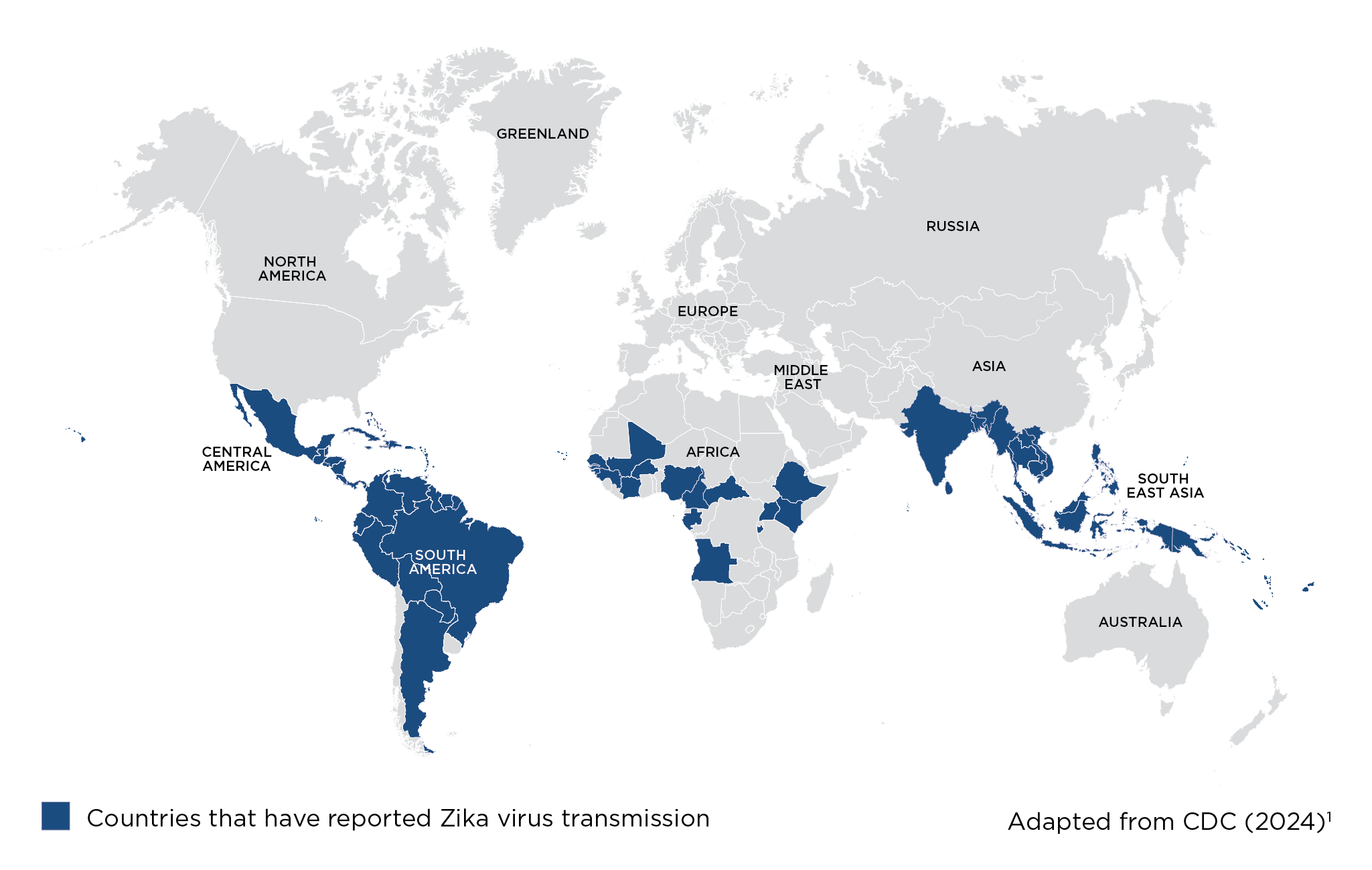Map of risk areas for Zika