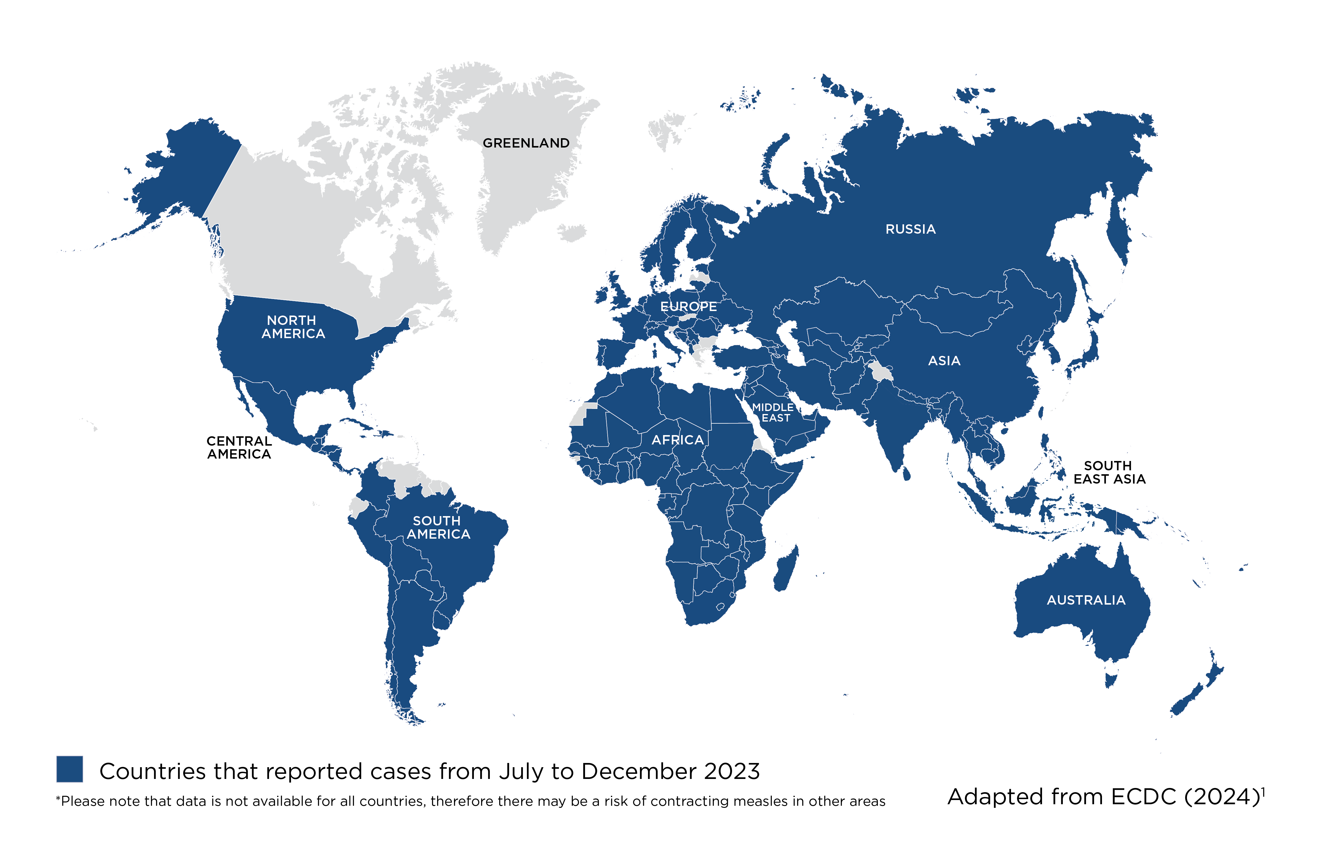 Map of risk areas for Measles