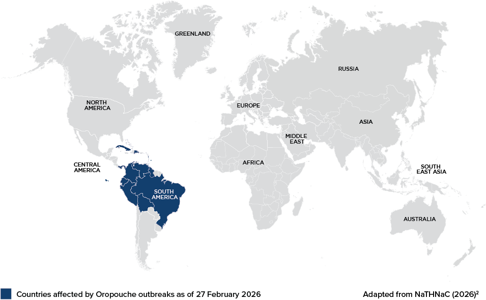 Map of risk areas for Oropouche